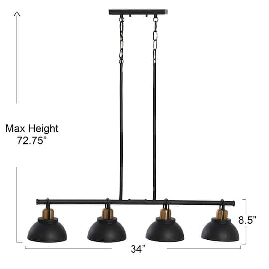 Hello Honey® Robert Stevenson Lighting Walsh Metal 4-Light Linear Chandelier with Shades